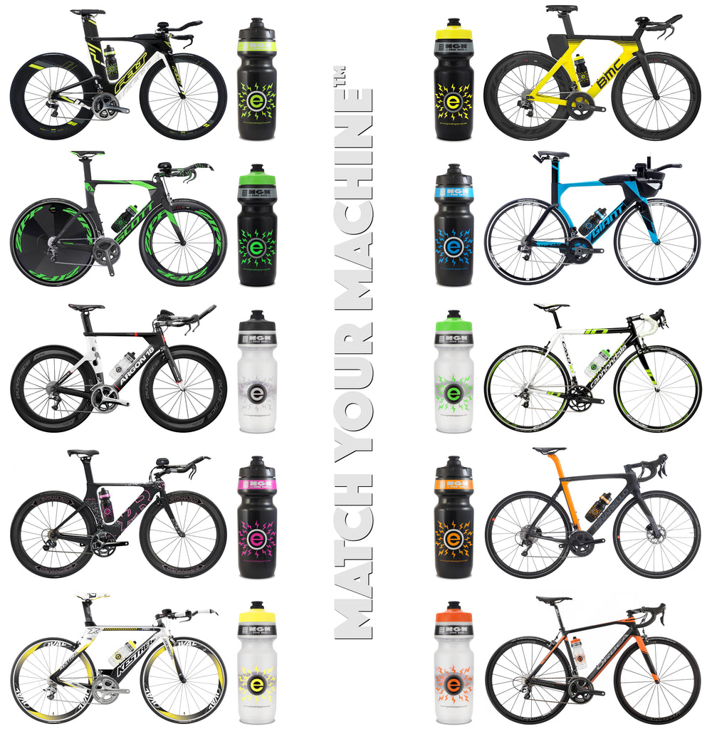 NGN Sport High Performance Bike Water Bottles 24 oz | Black & Fluoro Lava Orange (2-Pack)