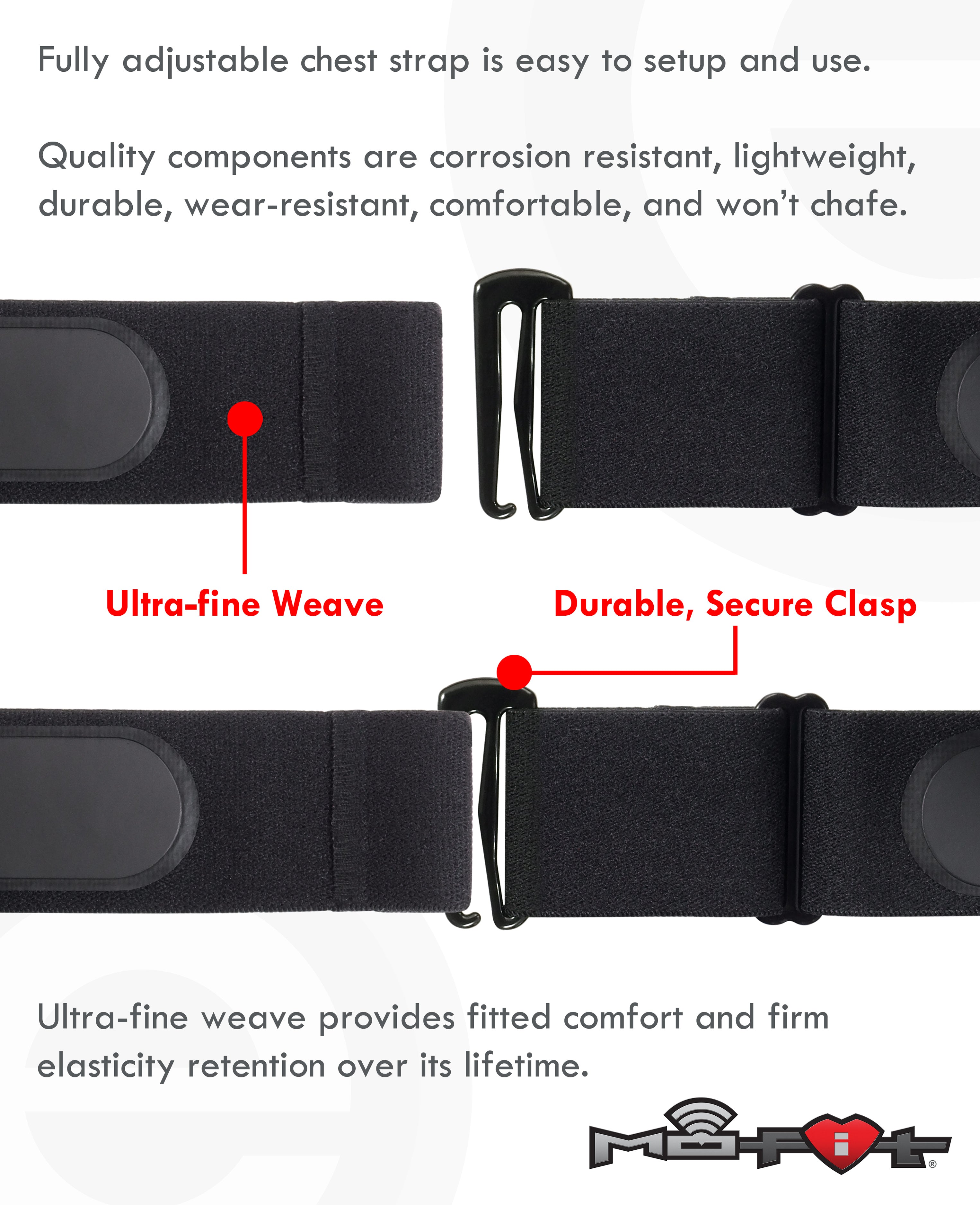 Mo-Fit Heart Rate Monitor Chest Strap / HRM for Apple, Android, P – Engine Design Group